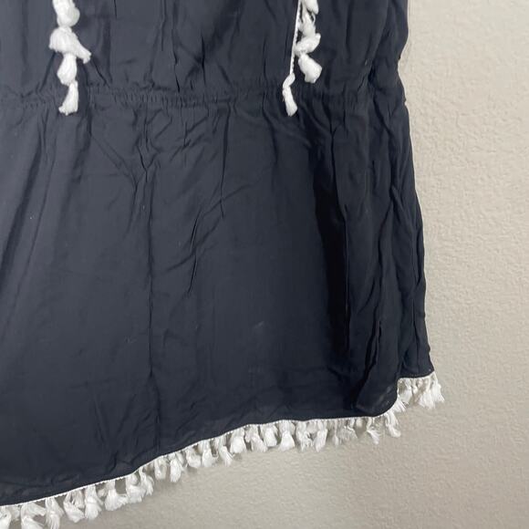 Sofia by Vix Medium Jodie Sheath Dress Swim Cover Up Black Pom Spaghetti Straps - Picture 8 of 9